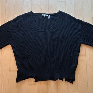 Helmut Lang Black Distressed Sweater